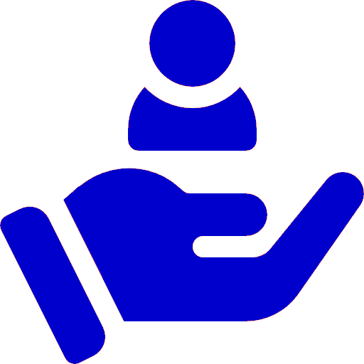 Person supported by a hand — dependability